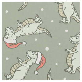 Tecido Menino do Natal dos Dinossauros Papai Noel Dino T-