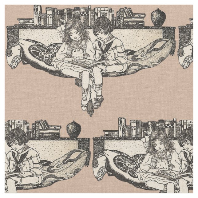 Tecido Menino e menina lendo (Detalhe)