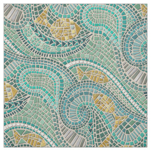 Tecido menta de peixe mosaico