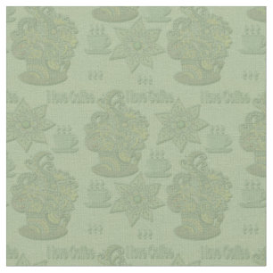 Tecido Meu design monocromático 'Eu adoro café'