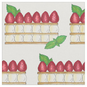 Tecido Mille Feuille Comida francesa Puff Framboesas de p