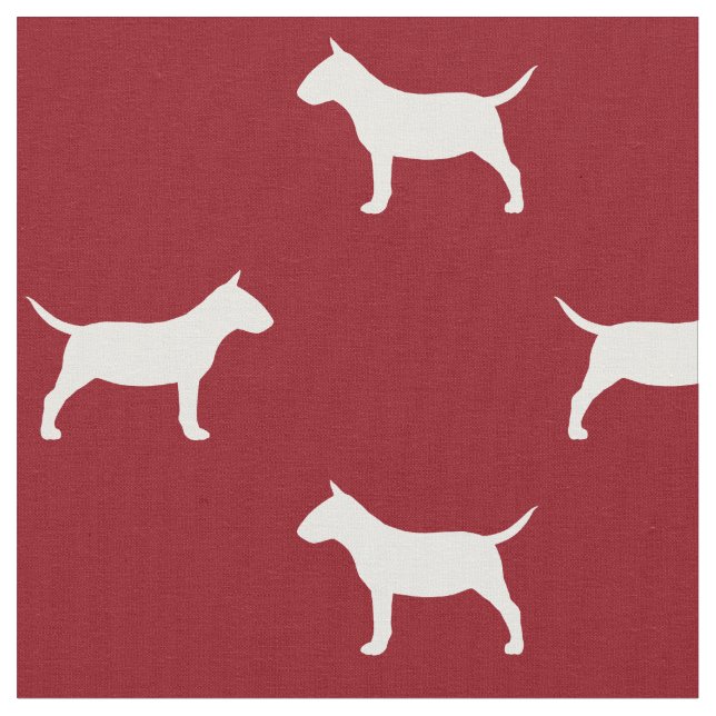 Tecido Miniatura Bull Terrier Silhouettes MiniBull Cães (Detalhe)