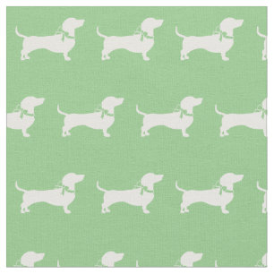 Tecido Miniatura Dachshund Weiner Cão Verde
