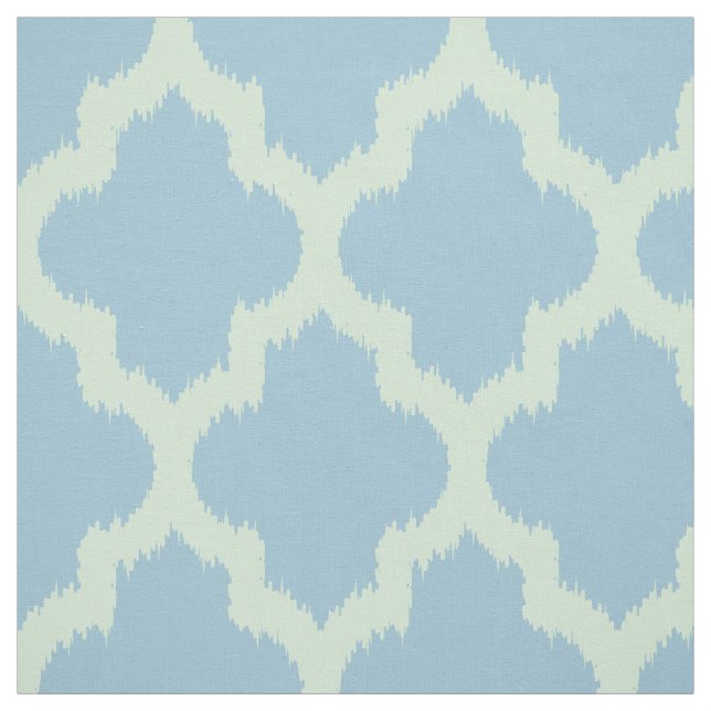 Tecido Mint Quatrefoil Ikat Com Fundo Azul Personalizado (Modelo)