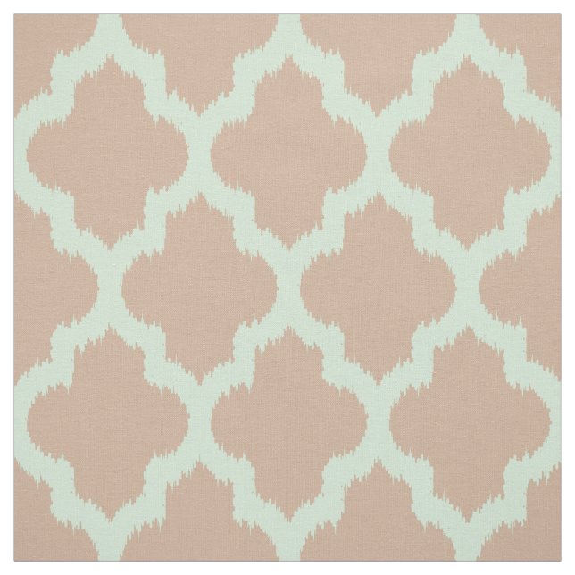 Tecido Mint Quatrefoil Ikat Com Fundo Personalizado (Modelo)