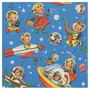 Tecido miúdos dos anos 50 no espaço - UFOs e Rockets