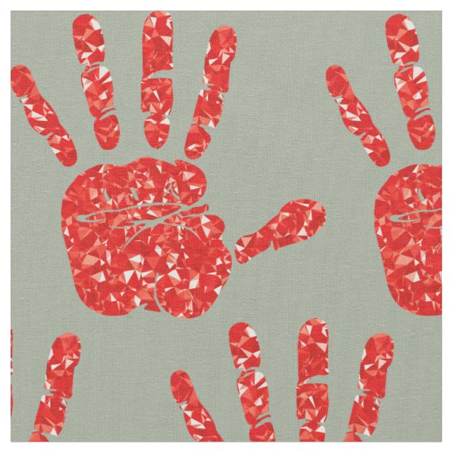 Tecido MMIW Red Hand Jeweled Patterle Green (Detalhe)