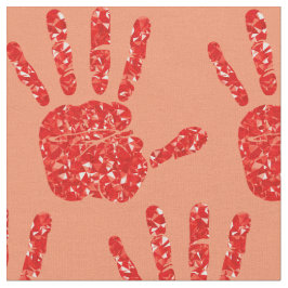 Tecido MMIW Red Hand Jeweled Patteron Salmon