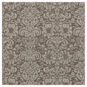 Tecido Mocha Brown Floral Damask