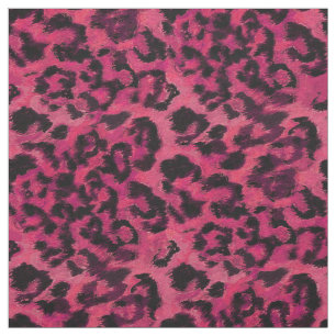 Tecido Moda, na moda, cor-de-rosa e preto, pintas, leopar