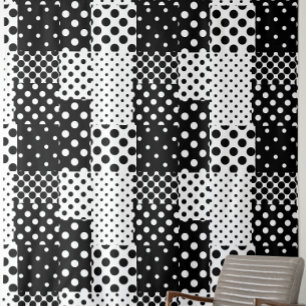 Tecido Moda Preto e Branco Pontos Estilo Design