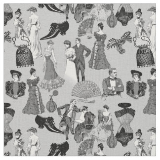 Tecido moda vitoriana sala de baile toile preto branco