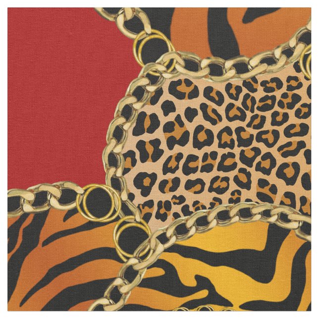 Tecido Modern Baroque Animal Print With Chains (Detalhe)