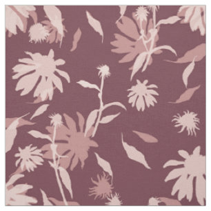 Tecido Modern Coneflowers Floral Pale Purple