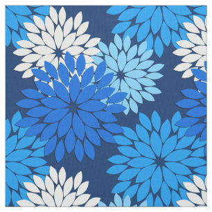 Tecido Modern Floral Kimono Impressão, Azul, Aqua e Marin