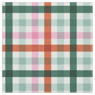 Tecido Modern Gingham Natal Verde e Vermelho