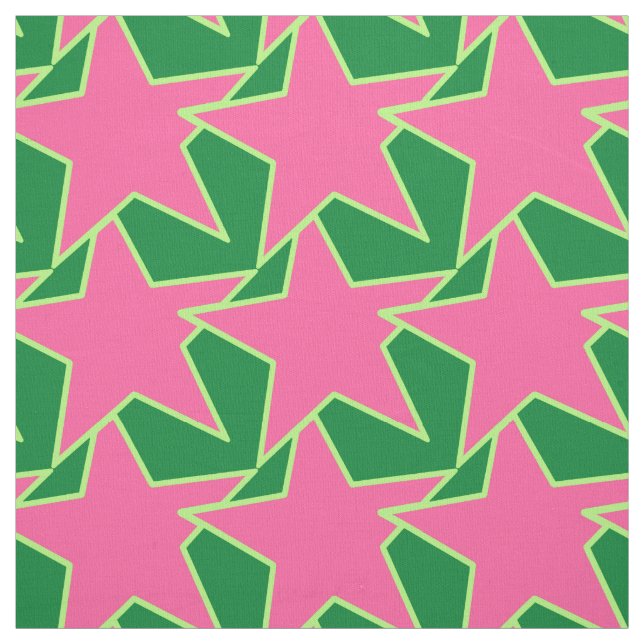 Tecido Modern Star Geometric - Melancia rosa e verde (Modelo)