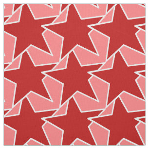 Tecido Modern Star Geométrico - vermelho-coral e rosa