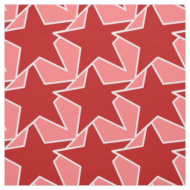 Tecido Modern Star Geométrico - vermelho-coral e rosa (Modelo)