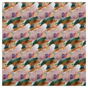 Tecido Moderno Abstrato Chic Terracotta Teal e Brown