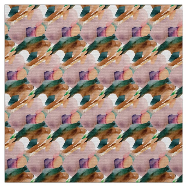Tecido Moderno Abstrato Chic Terracotta Teal e Brown (Modelo)