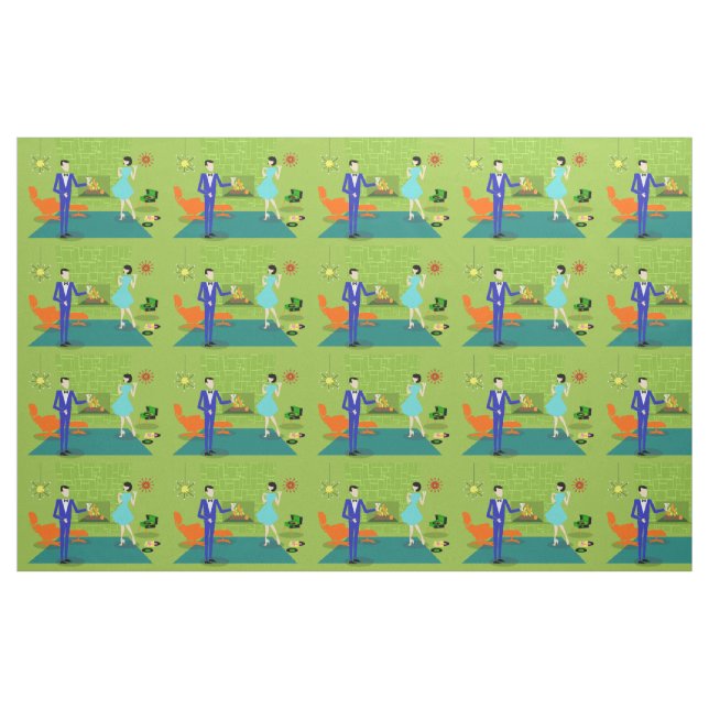 Tecido moderno do casal do meio século (Jarda)