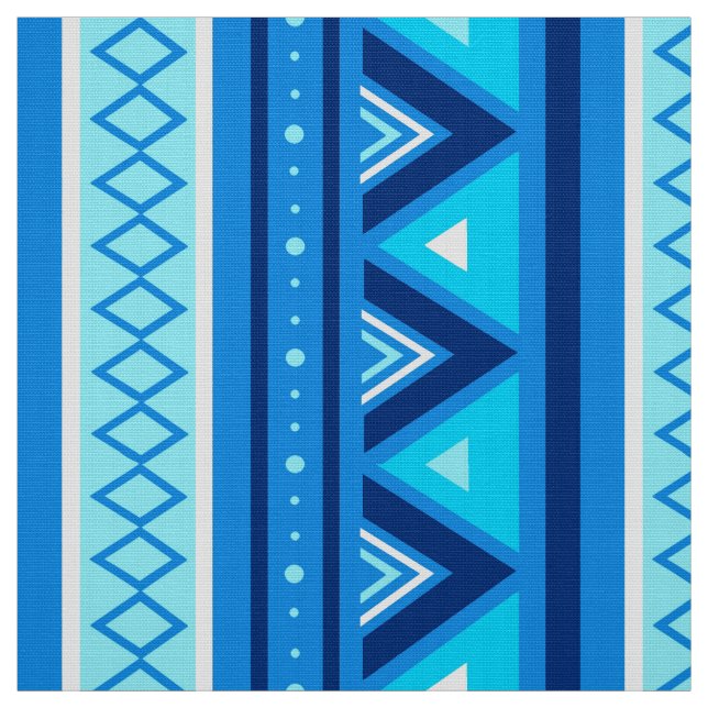 Tecido Moderno Sudoeste Geométrico, Azul e Turquesa (Modelo)