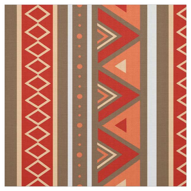 Tecido Moderno Sudoeste Geométrico, Taupe e Laranja (Modelo)