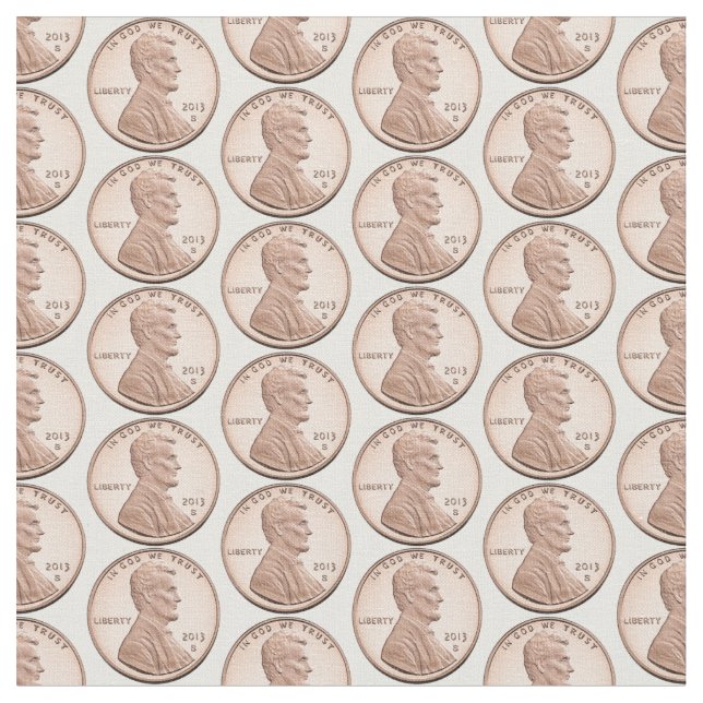 Tecido Moeda de padrão Copper Penny – Desenho de Lincoln  (Detalhe)