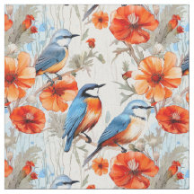 Moinhos de fada e flores de papoila laranja com av
