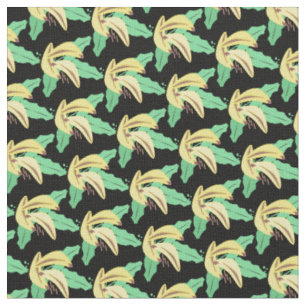 Tecido Molos de Banana Retro Tropical Amarelo Preto