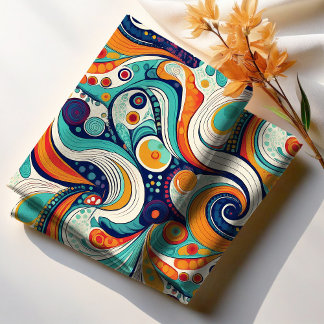 Tecido Monitor Retro Swirls de 60s 70s Abstrato Pat#1 ID1