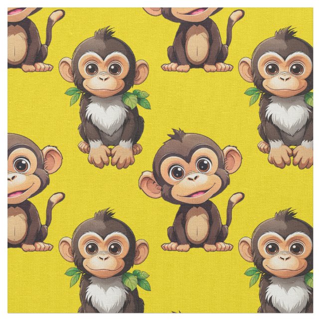 Tecido Monkey Pattern Design Yellow  (Detalhe)