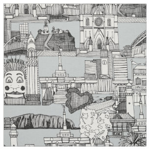 Tecido Monochrome jouy toile de AUSTRÁLIA de