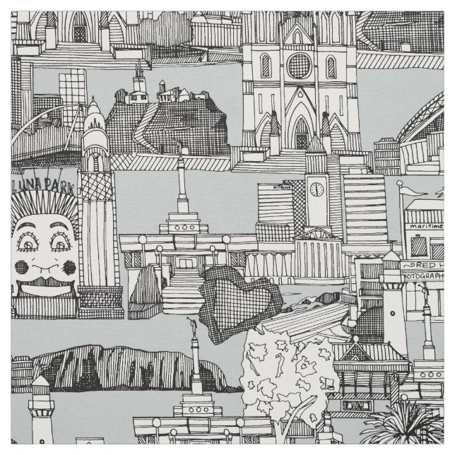 Tecido Monochrome jouy toile de AUSTRÁLIA de (Modelo)