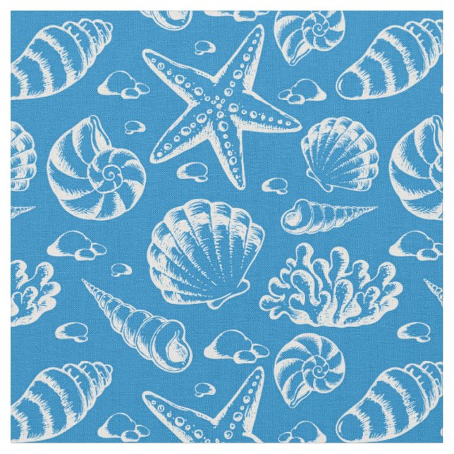 Tecido Monograma azul 2 do teste padrão | da praia (Detalhe)
