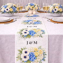 Monograma Floral de Casamento Anemone Hydrangea