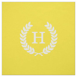Tecido Monograma inicial de Laurel Wreath White Wheat