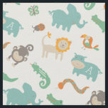 Tecido Monograma | Na selva<br><div class="desc">Impressão animal sobre a selva doce projetada por Shelby Allison que pode ser personalizada com a inicial do seu bebê.</div>