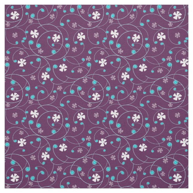 Tecido Monogramas e flores em um fundo lilás. (Modelo)