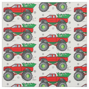 Tecido Monster truck que transporta a árvore de Natal na