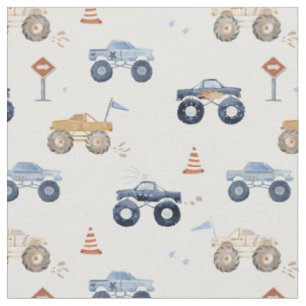 Tecido Monster Trucks de Lama - corrida de menino bebê