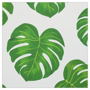 Tecido Monstera tropical verde deixa padrão