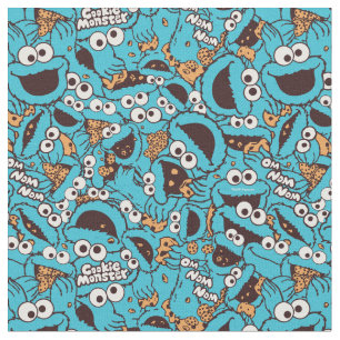Tecido Monstro de cookies   Padrão Nom Nom Nom