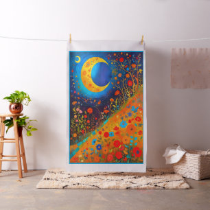 Tecido Moon Flowers Painel de Inclinação de Arte Moderna