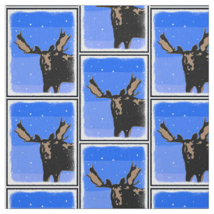 Tecido Moose no inverno - Arte original sobre a vida selv