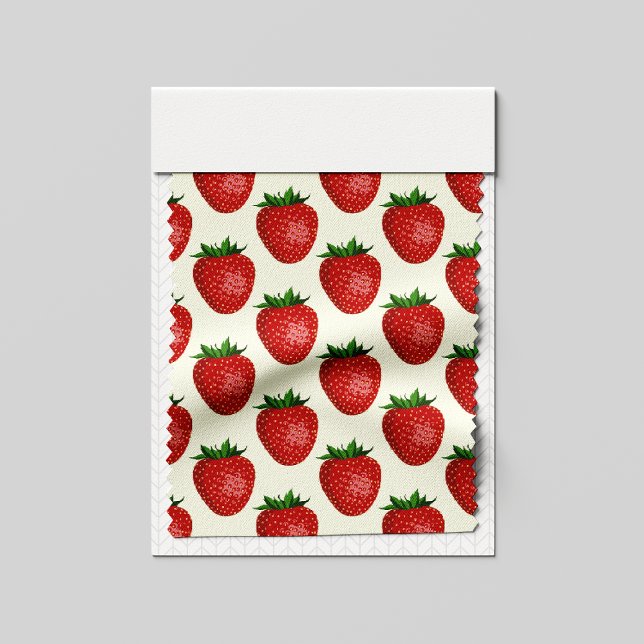 Tecido Morango, Morangos Vermelhos, Fruta, Folha (Criador carregado)