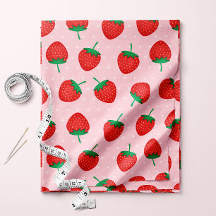 Tecido Morangos de Verão Rosa e Vermelho Fofos