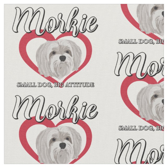 Tecido Morkie - Cachorro Pequeno, Grande Atitude - 3 (Detalhe)