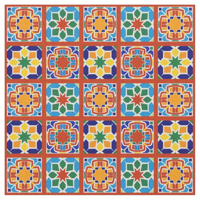 Tecido Moroccan Tile Pattern Fabric Quilting Sewing (Detalhe)